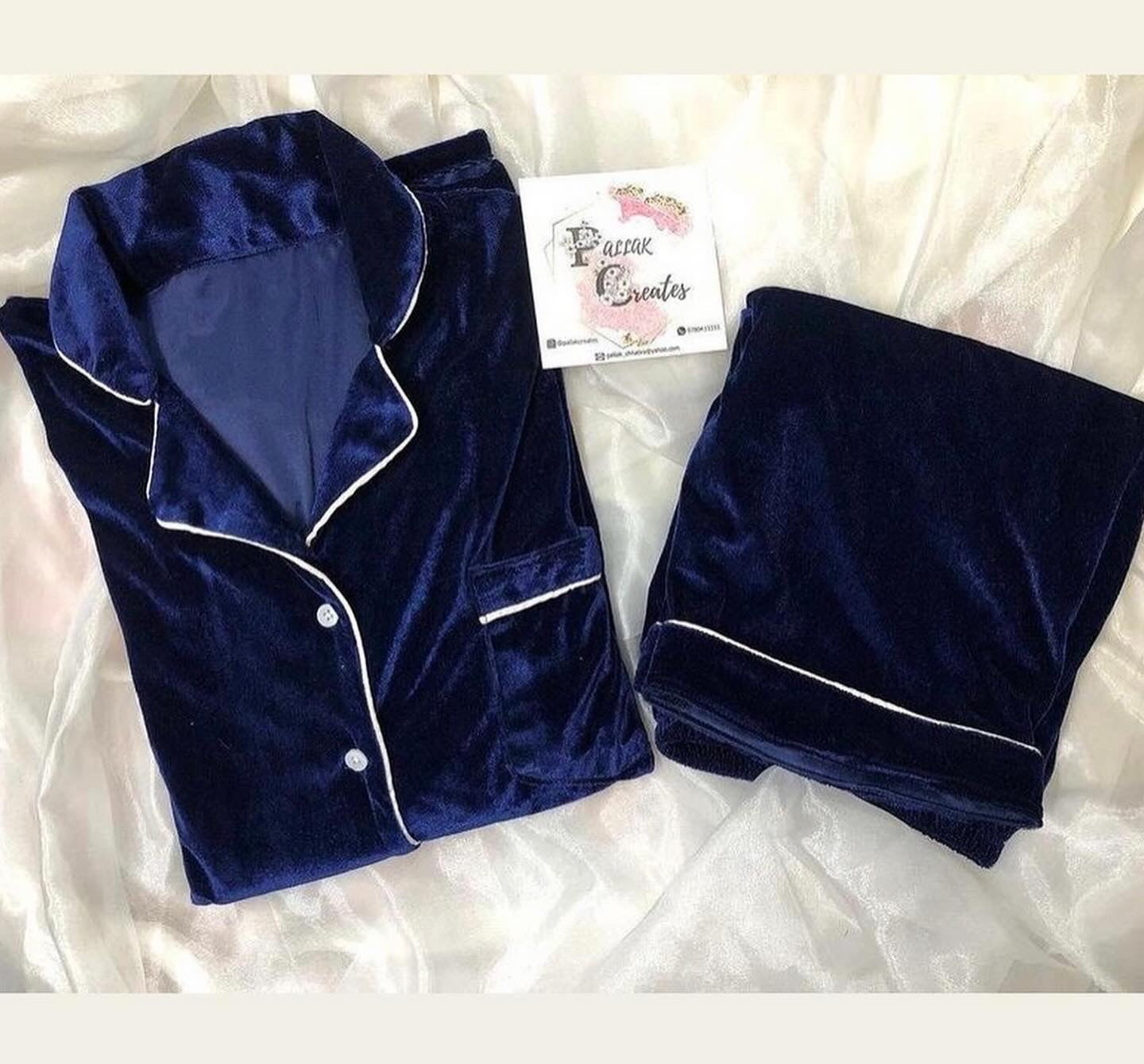 Navy Blue Velvet Nightwear (Women)