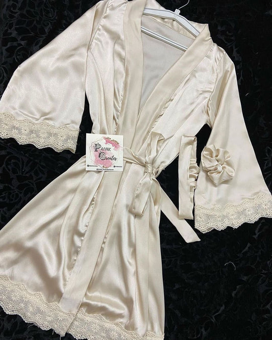 Off-White Laced Satin Robe (Women)