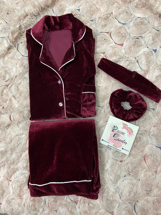 Mehroon Velvet Nightwear (Women)