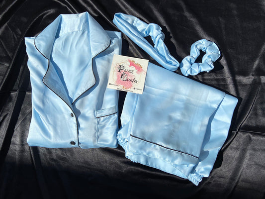 Sky Blue Satin Nightwear (Women)