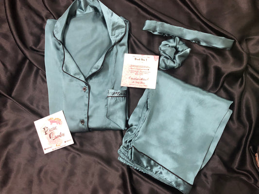 Teal Green Satin Nightwear (Women)